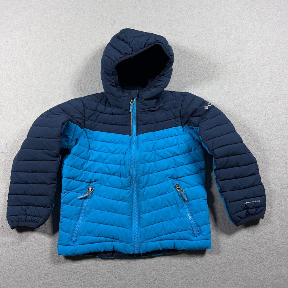 Columbia Powder Lite‎ Puffer Jacket Kids Size XXS 4 / 5 Blue Navy Padded Winter